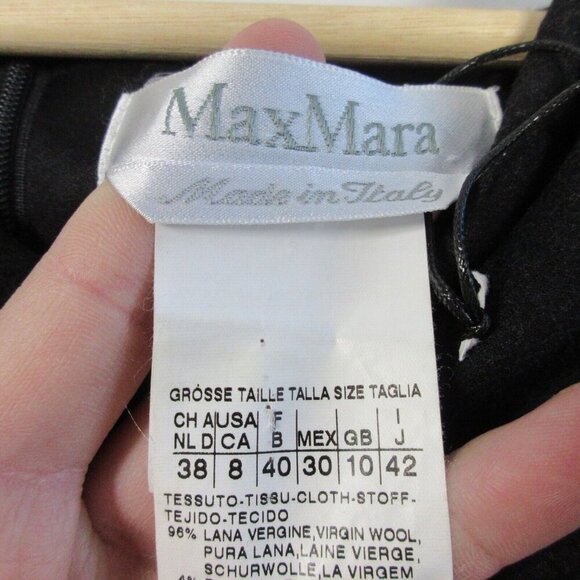 Max Mara Cowl Neck Knee Length Dress Virgin Wool Draped Detail Size 8 Black 334 - Picture 2 of 11